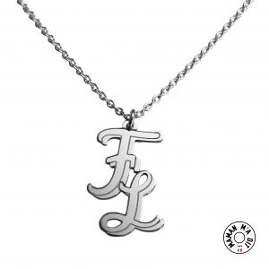 Collier pendentif 26 mm 2 lettres au choix